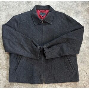 Faconnable Mens Charcoal Wool Jacket Full Zip Lined Bomber Jacket XL